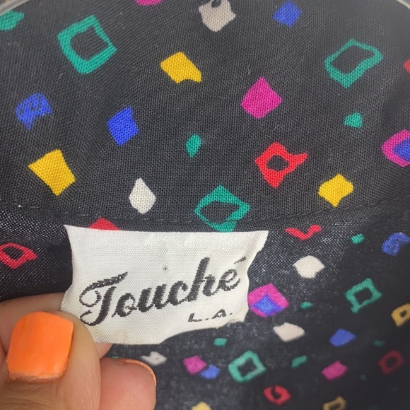 Touche L.A. Women's Vintage Black Geometric Print Button-Down Shirt Medium - Picture 6 of 8